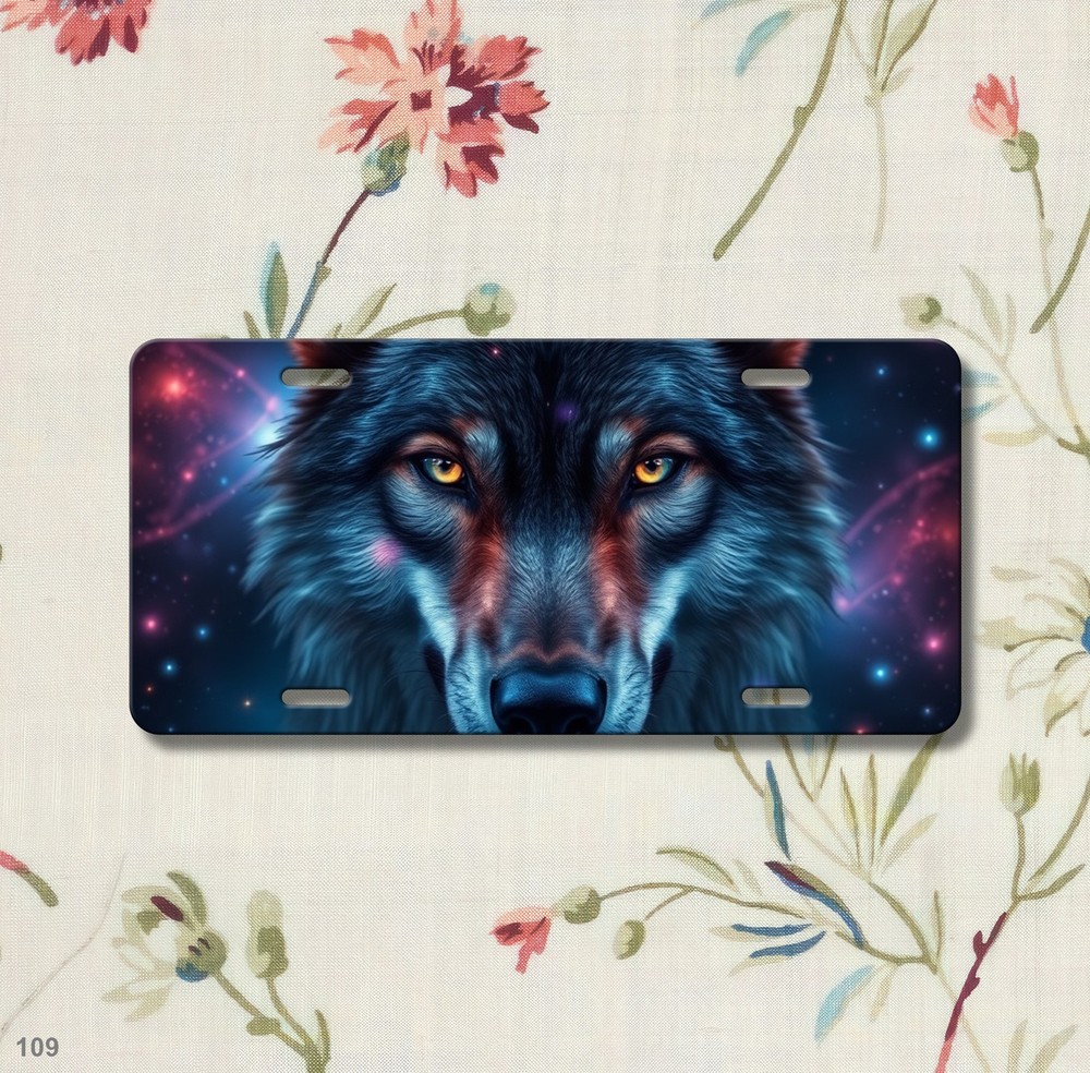 Hyperrealistic Wolf License Plate Optional Text Vanity Plate Special Gift