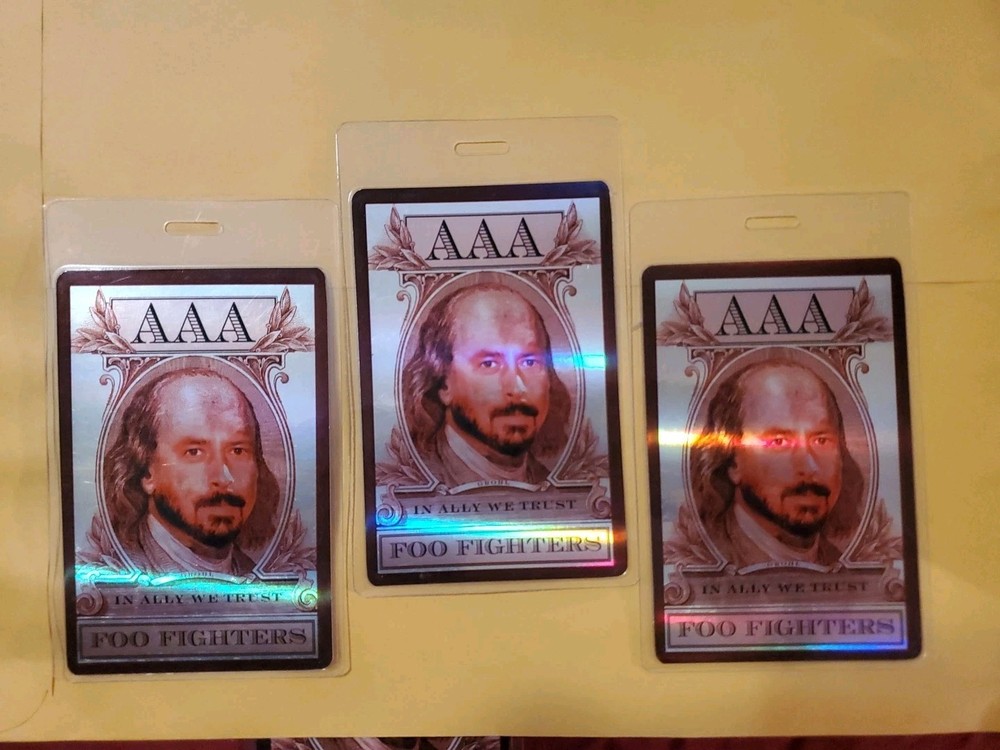 Foo Fighters commemorative all access backstage passes. Numbered 497, 498 & 499
