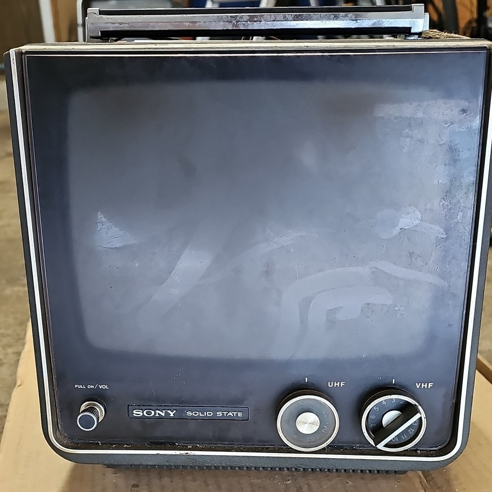 Sony Solid State Vintage Portable Black Television UHF VHF