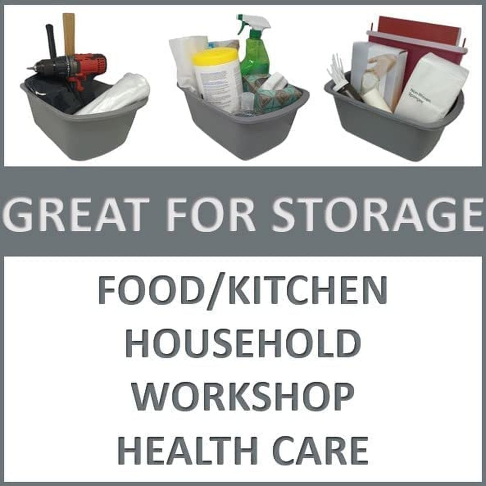 Vakly Wash Basins [2 Pack] – Rectangular Plastic 7-Quart Graduated Hospita