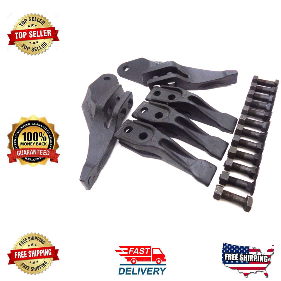 JCB BACKHOE - 3 PC. TOOTH & 2 SIDECUTTERS & 12 NUTS & BOLTS (ASSORTED PART NO)