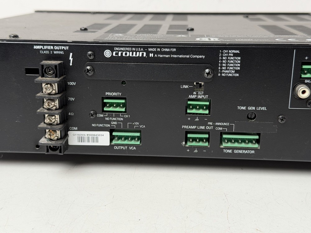 Untested - Crown Audio 1160MA 4 Input Amplifier