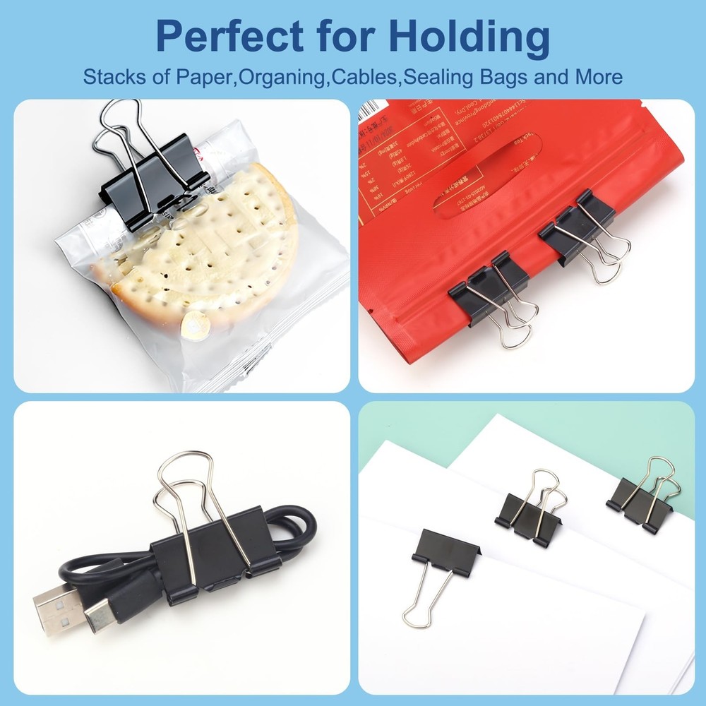 Medium Binder Clips 1.25 Inch (48 Pack) with Container,Binder Clips Medium Si...