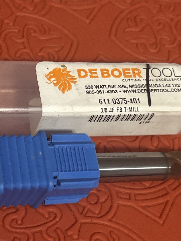 Deboer Tool Solid Carbide Endmill 611-0375-401 3/8” 4FL FB T Mill (Q29)