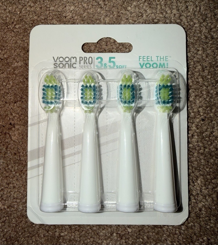 Pack of 4 Voom Sonic Pro 3/Pro 5 Replacement Heads Advanced Bristle Tech Soft