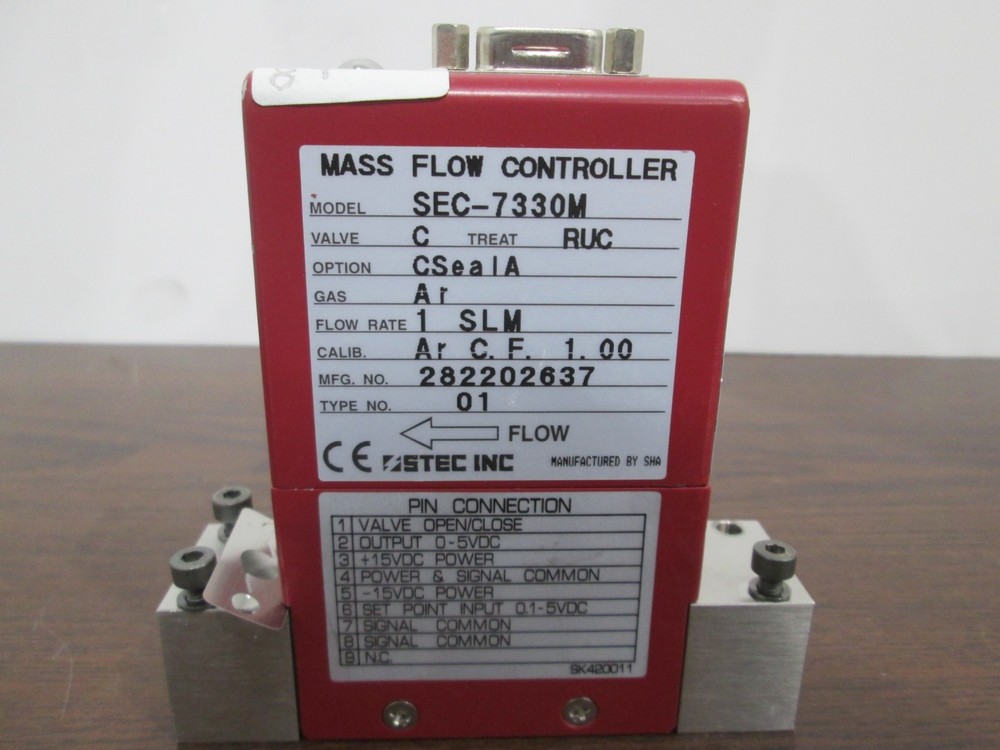 Stec, SEC-7330, 1 SLM, AR, 9-Pin Mass Flow Controller, Used