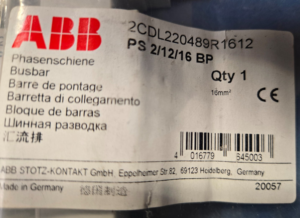 ABB BUSBAR 2CDL220489R1612 NEW