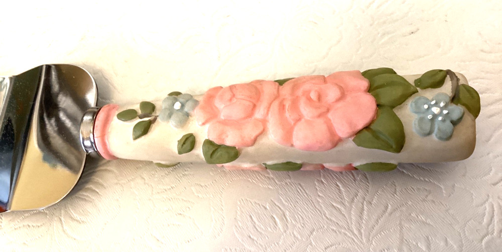 Vtg 1998 Pfaltzgraff Hand Decorated Cake /Pasta Server Florals, Boxes