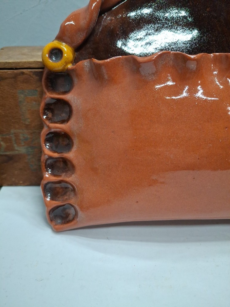 Handemade Vintage Redware Wallpocket