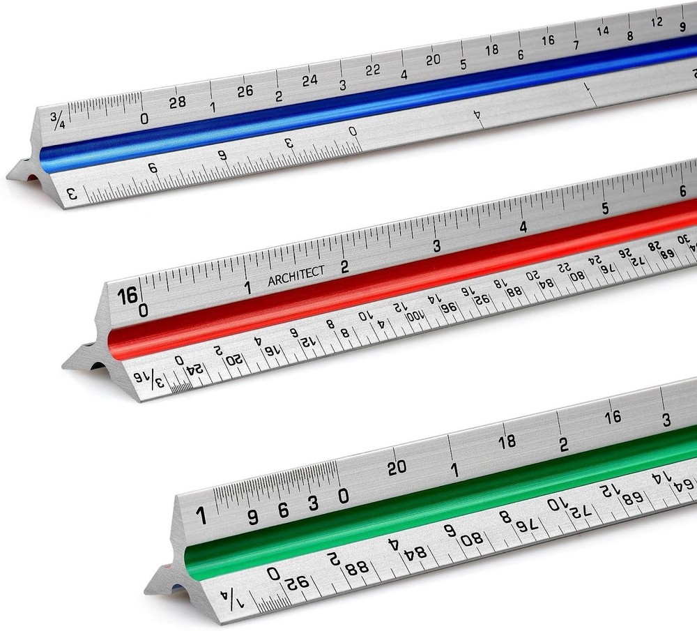 12" Aluminum Architecture Scale Ruler Triangular Engineer Drafting Tool Preci...
