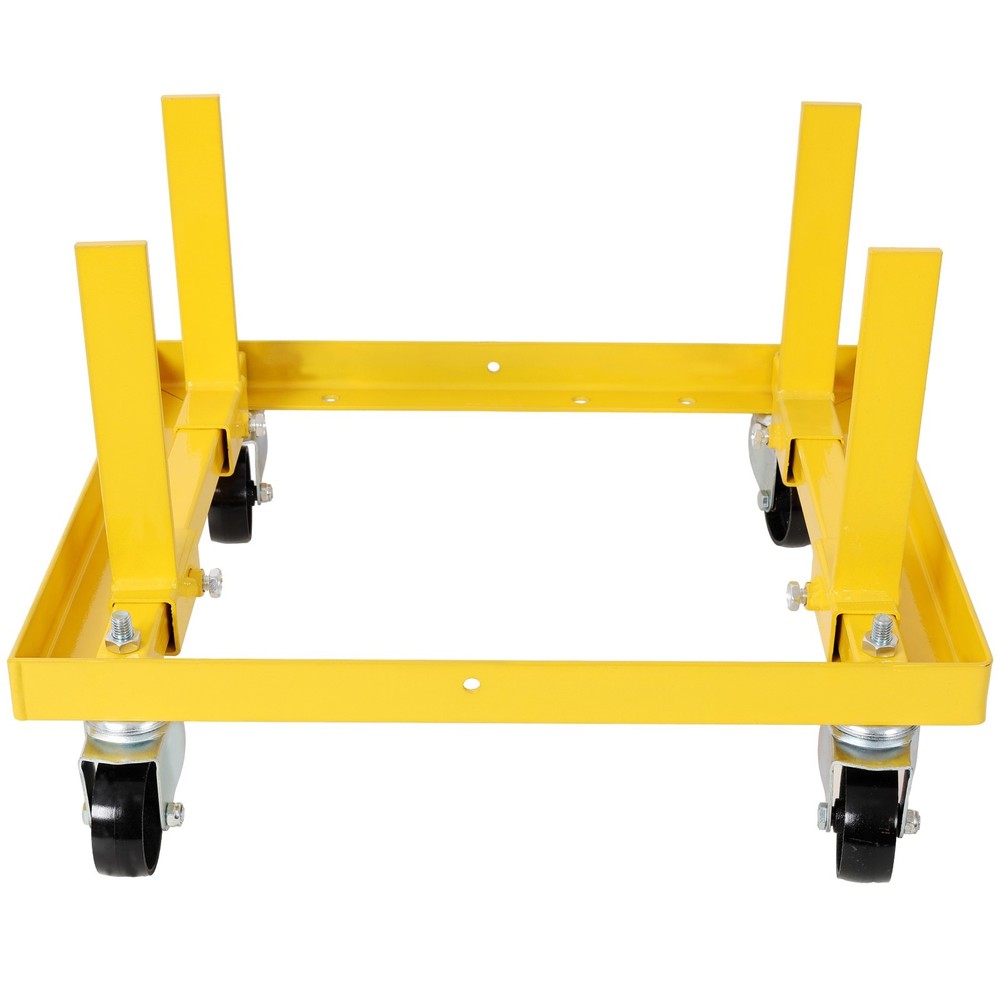 Adjustable Rolling Engine Stand 750lbs with 2 Buckle Straps, Yellow
