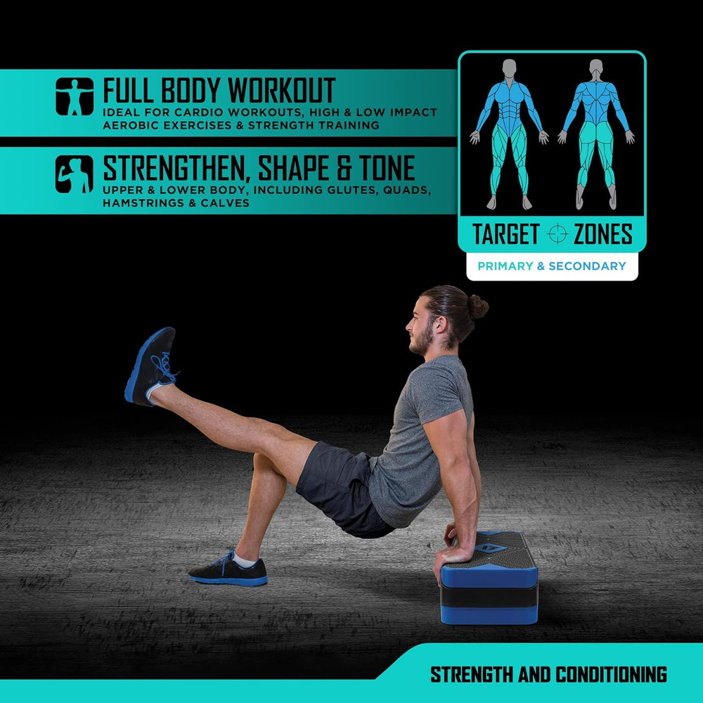Aerobic Step Platform with Non-Slip Textured Surface -2-Level Adjustable Stepper