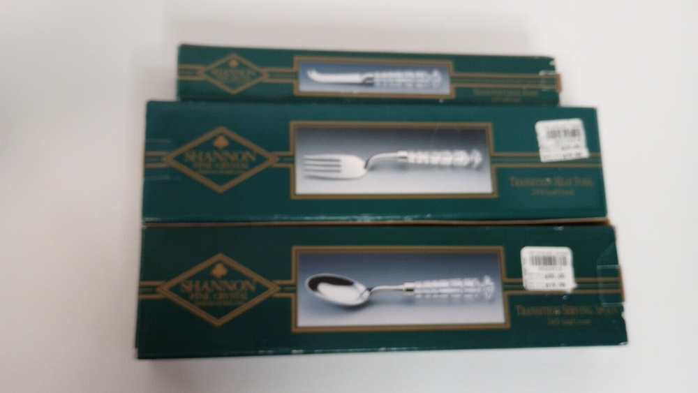 Godinger Silver Shannon Crystal Transitional Cheese Knife Meat Fork Serving Spoo