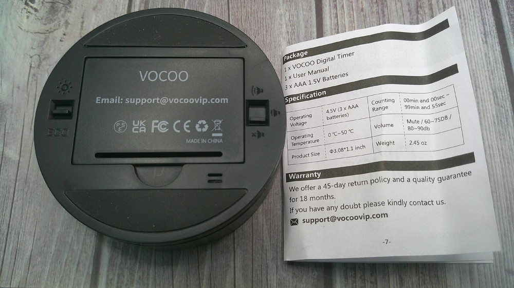 Vocoo VC5260 Space Grey, Digital Timer