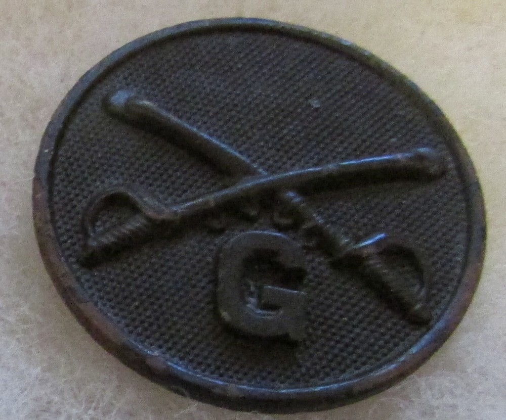 WW1 US Cavalry G  Troop Collar Disc, Pin-back