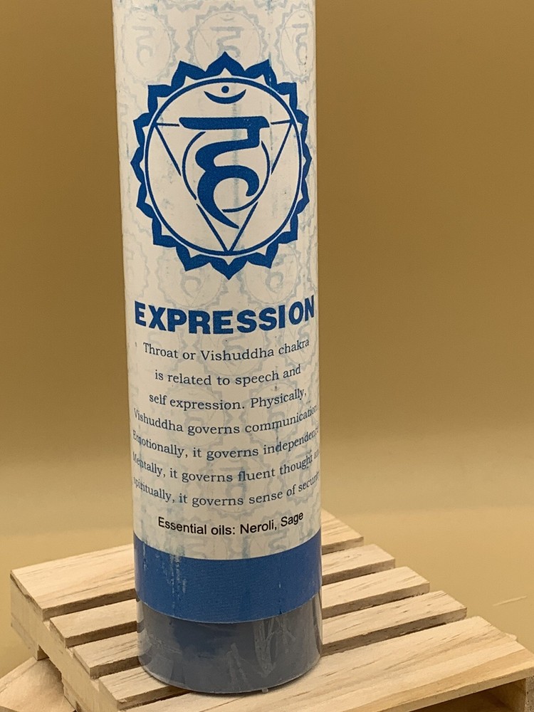 Throat Chakra Expression 7” Meditation Reiki Pillar Candle