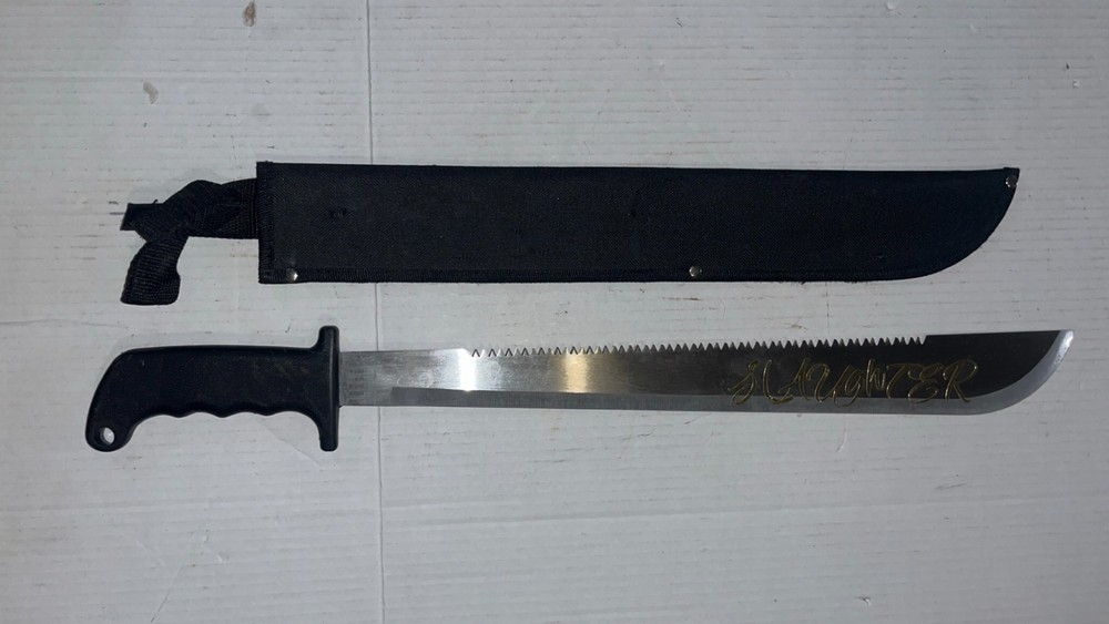 Slaughter Serrated Machete in Sheath SHARP 23.5"