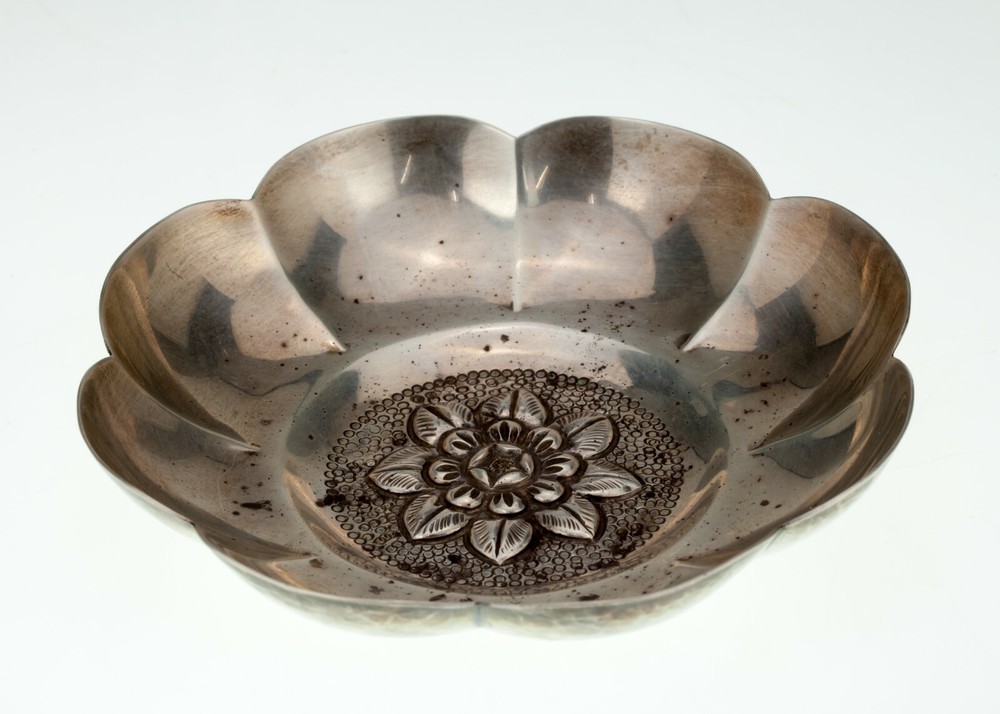 Heather Sterling Silver Vintage Flower Repousse Candy Dish Nice!