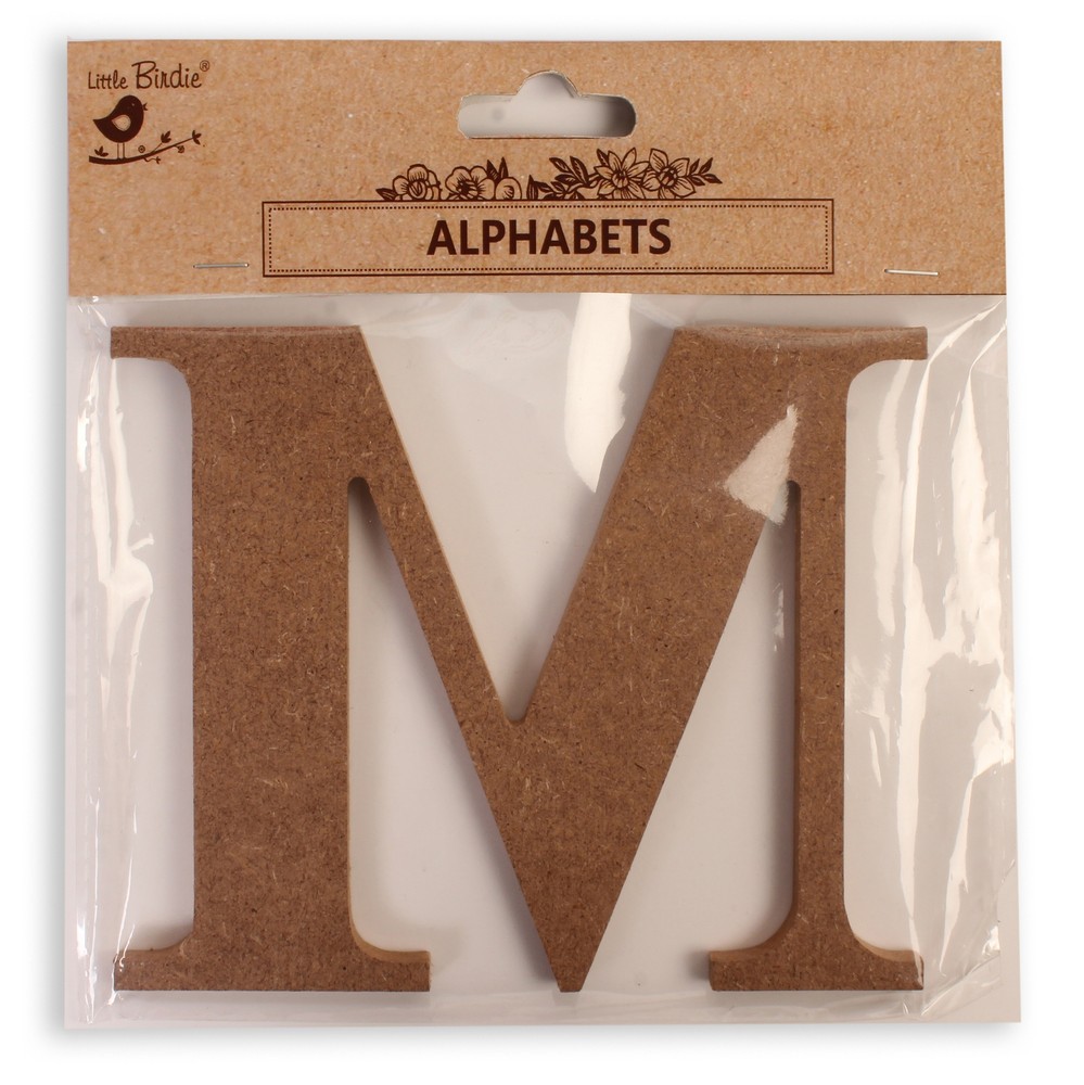 Little Birdie MDF Alphabets Upper Case 4" 1/Pkg-M - 6 Pack