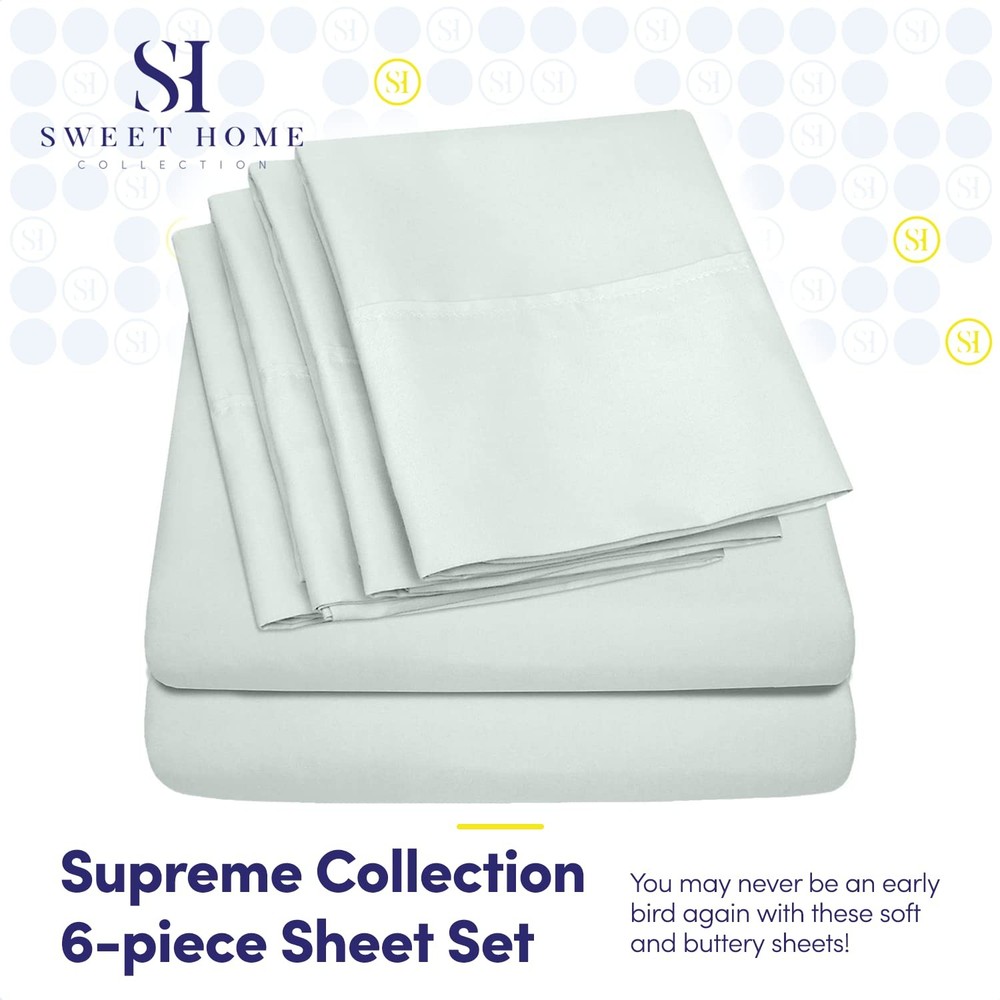 Queen Sheets Mint - 6 Piece 1500 Supreme Collection Fine Brushed Microfiber D...