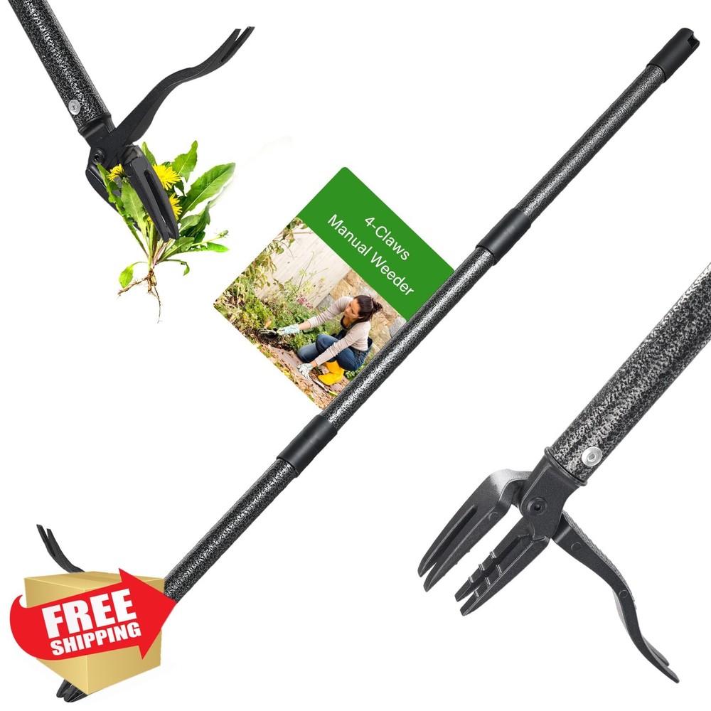 Lilyvane Weed Puller Tool, Stand Up, 60" Handle, 4 Claw Head