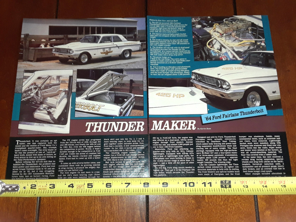 1964 FORD FAIRLANE THUNDERBOLT ORIGINAL 1991 ARTICLE