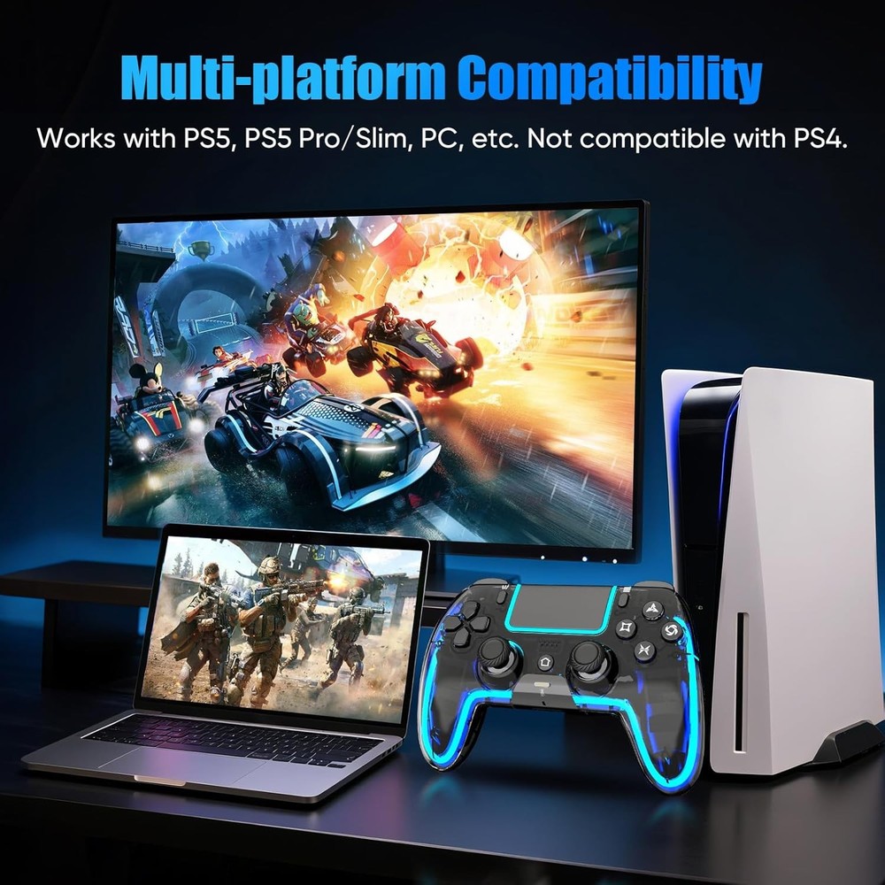 BETMI Wireless Controller for PS5, Pro/Slim/MAC/Android/Steam Deck/PC, Black