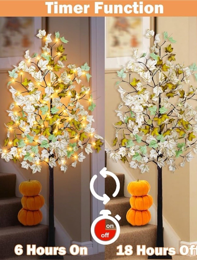 Lightshare Lighted Maple Tree 6FT 96 LED Artificial Fall Tree