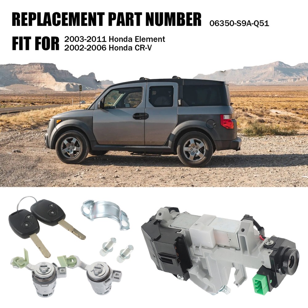 New Engine Ignition Switch & Door Lock Cylinder with Two Keys for Honda Element
