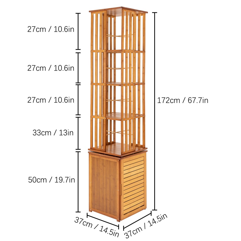6-Tier Bamboo Rotating Bookshelf - Space-Saving Home Storage Solution