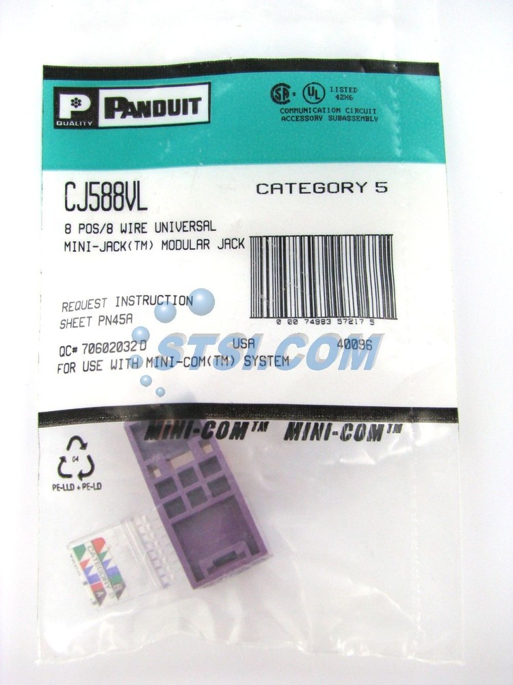 Panduit CJ588VL Cat5/Cat5e Mini-Com Jack Module, Violet/Purple ~STSI