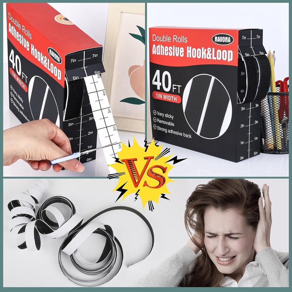 1In x 40Ft Strong Self-Adhesive Hook and Loop Tape - Versatile Craft Solution