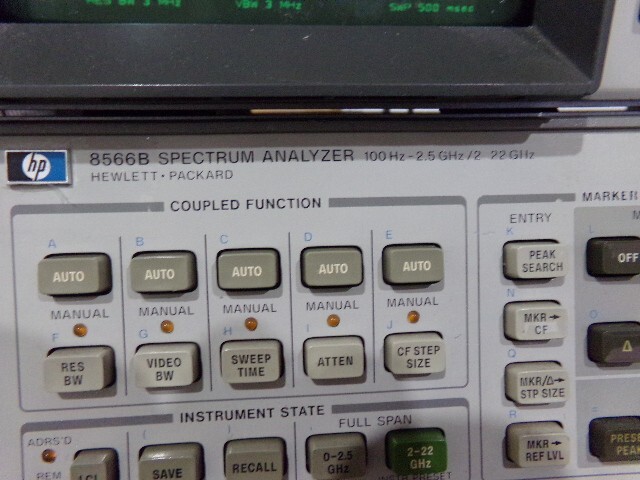 HP 8566B Spectrum Analyzer Display Read w/ 85662A Display Analyzer.