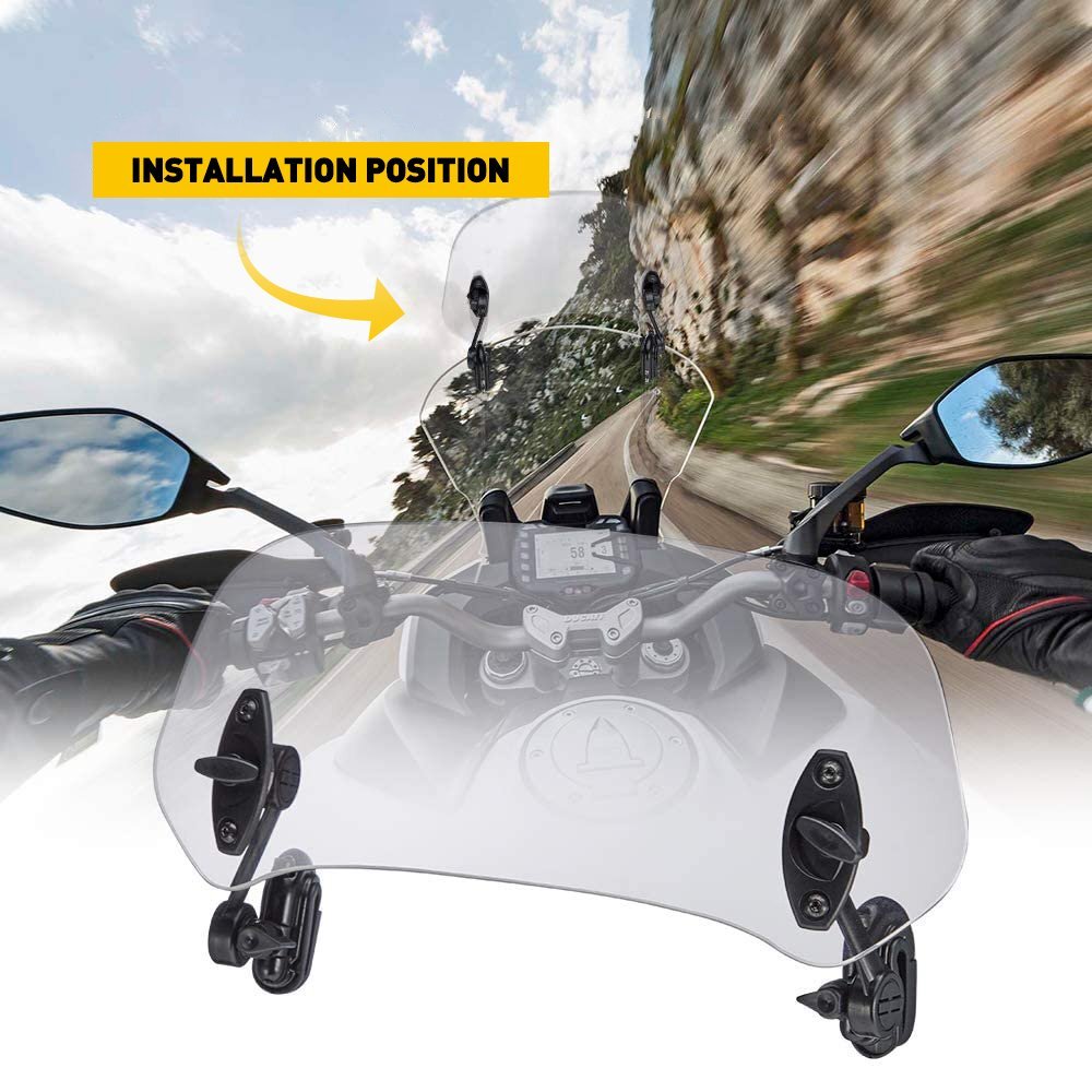 For Motorcycle Adjustable Clip On Windshield Extension Spoiler Deflector
