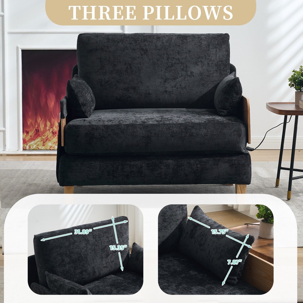 Convertible Sleeper Sofa Bed Multi-Functional Folding Recliner Chair w/ Pillow