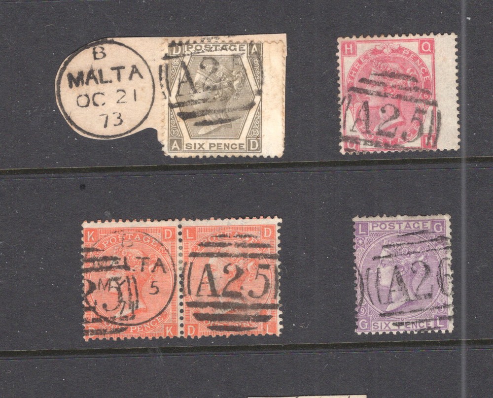 Great  Britain   Malta  cancelled  stamps
