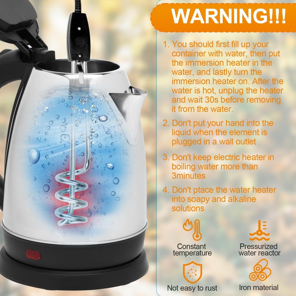 Calentador de agua eléctrico portátil de inmersión de 1000 W y 110 V