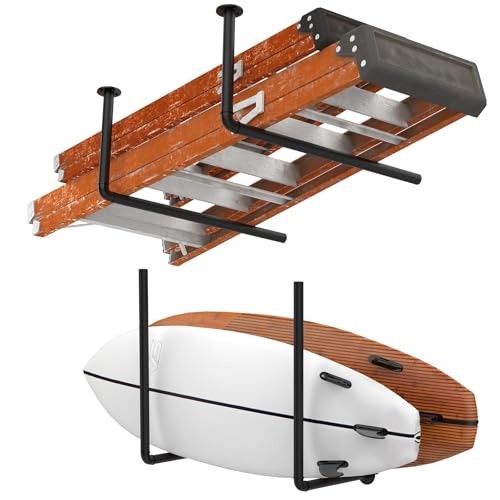 Surfboard Wall Mount or Ceiling Rack, Heavy-Duty Garage Ceiling Storage Racks