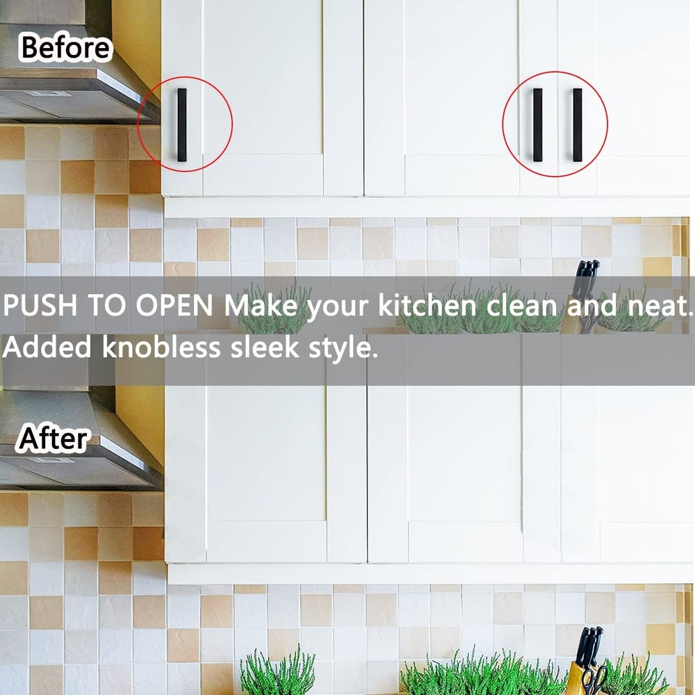 Self-Closing Push to Open Cabinet Hardware CBRIVE 4 Pack 4 Pack, Gray