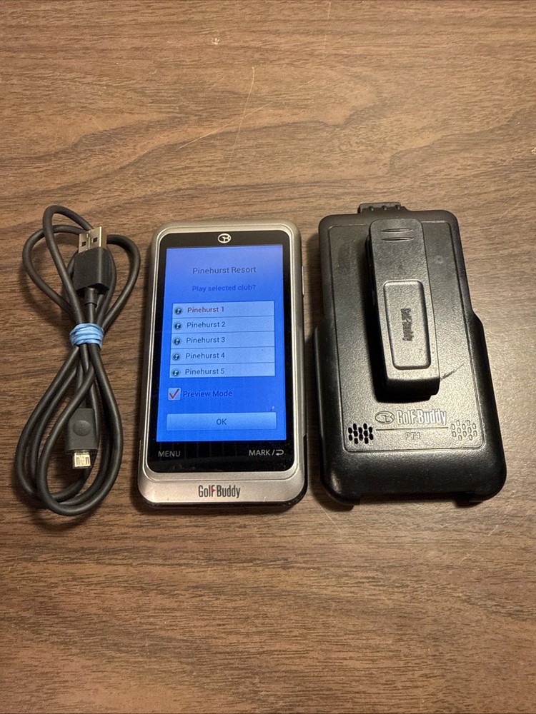 GOLF BUDDY PT4 HANDHELD GPS GOLF COURSE & SCORECARDS NICE!