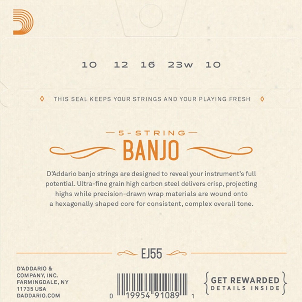 D'Addario Banjo Strings 2 Sets EJ55 (formerly J55) Phosphor Bronze Med