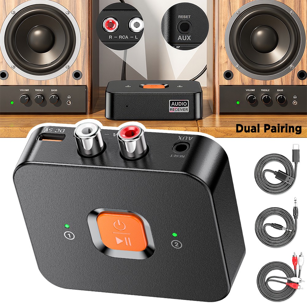 Bluetooth 6.0 Receiver Adapter -Wireless Audio Streaming for Home Stereo Speaker