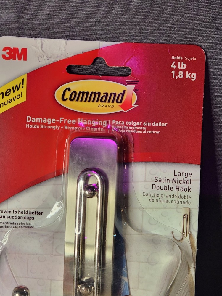 2 Pack~3M Command Large Plastic Hook 4.03 in. L DAMAGED PACKAGING~NEW