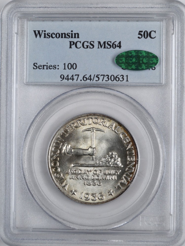 WISCONSIN COMMEMORATIVE HALF-PCGS MS64 CAC