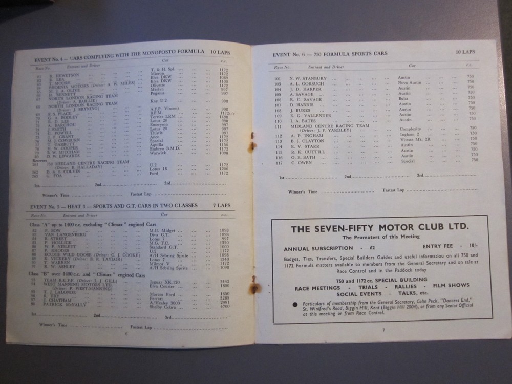 Castle Combe motor racing programmes
