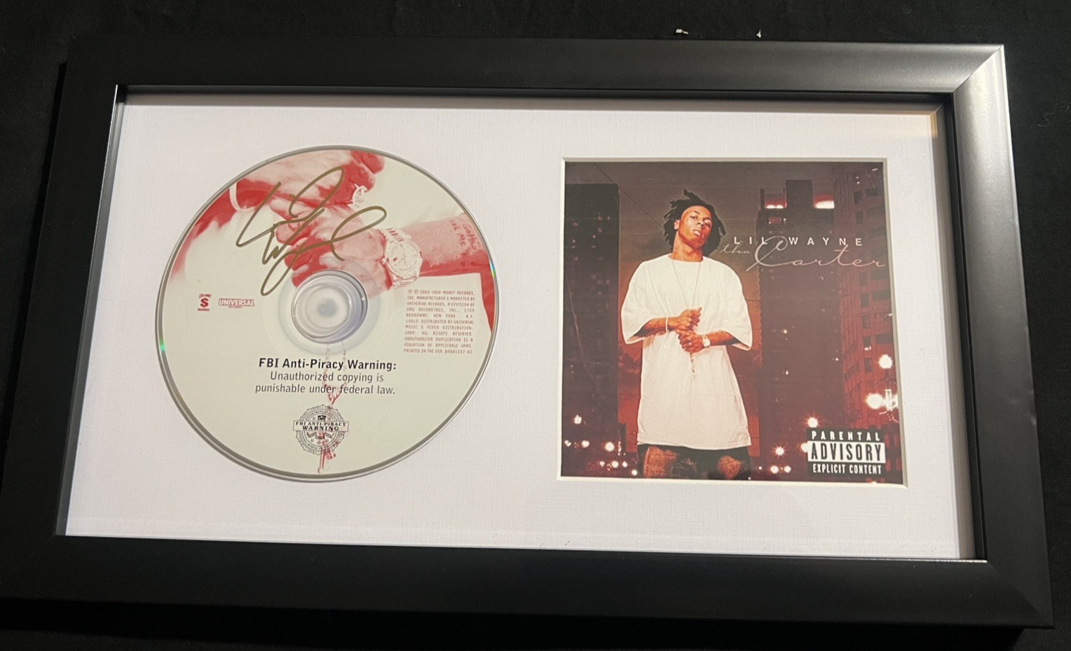 LIL WAYNE "THA CARTER” SIGNED FRAMED AUTOGRAPHED CD COVER *EXACT PROOF w/ COA