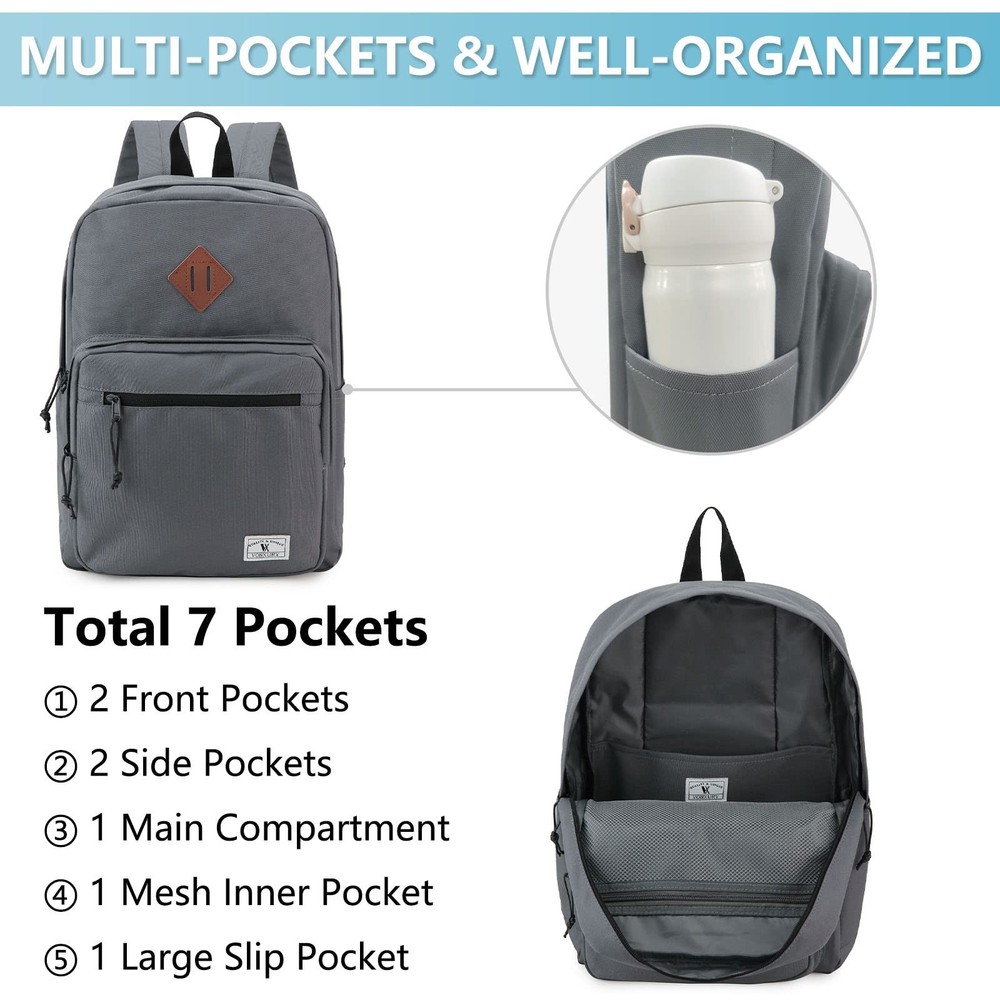 School Backpack For Men Women Lightweight Classic Basic Bookbag Black Bag