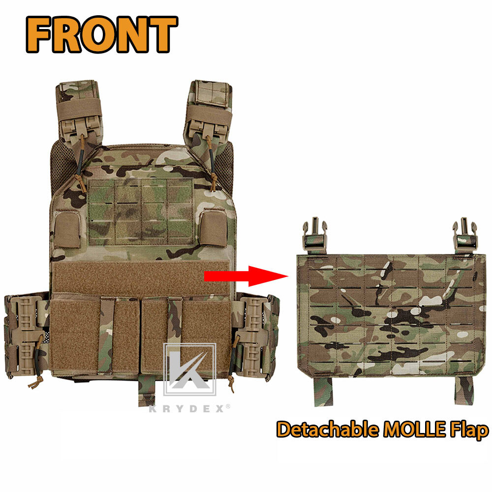 KRYDEX Plate Carrier Tactical Vest Quick Release & Laser Cut MOLLE Panel Camo