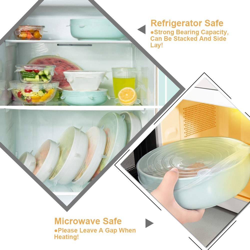 4 Pack Same Size Silicone Stretch Lids, Thicker Reusable Sturdy Silicone Cont