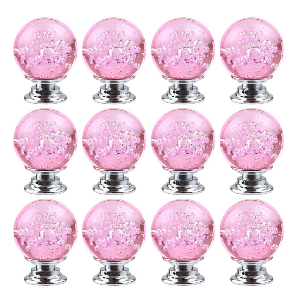 12 PCS Crystal Cabinet Knobs Round Glass Bubbles Knobs Smooth Drawer Pulls Ha...